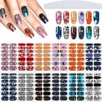 Maitys 168 Pieces Halloween Skull Full Wrap Nail Stickers DIY Gothic Nail Polish Strips Stickers